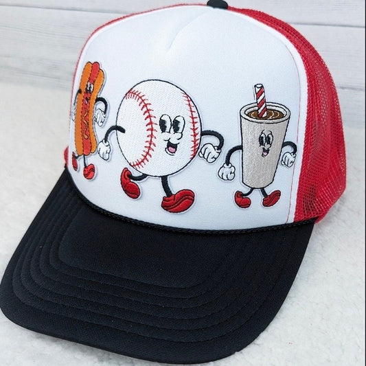 Vintage Baseball Characters Embroidered Patch Trucker Hat