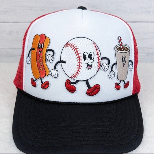 Vintage Baseball Characters Embroidered Patch Trucker Hat