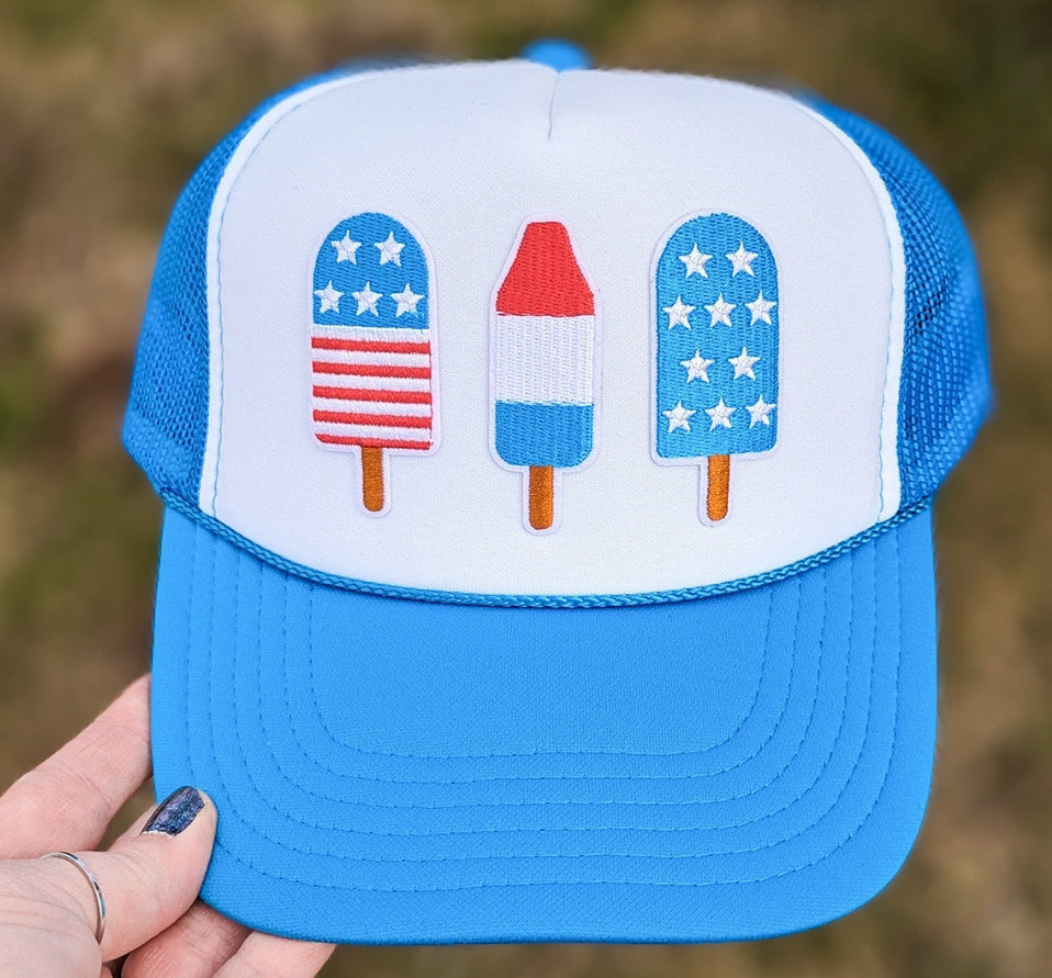 Patriotic Popsicles Embroidered Trucker Hat