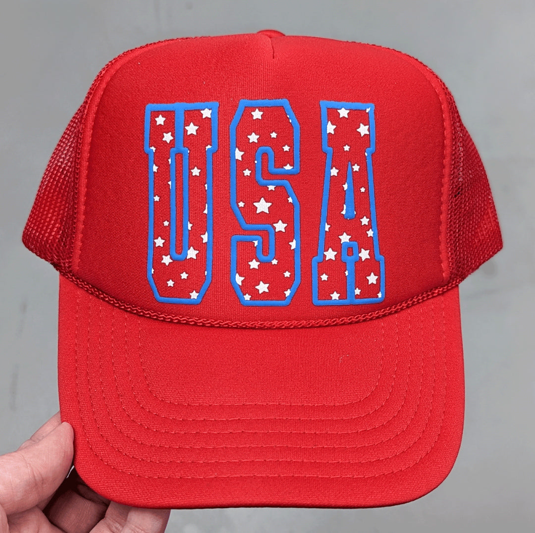USA Puff Letters Trucker Hat